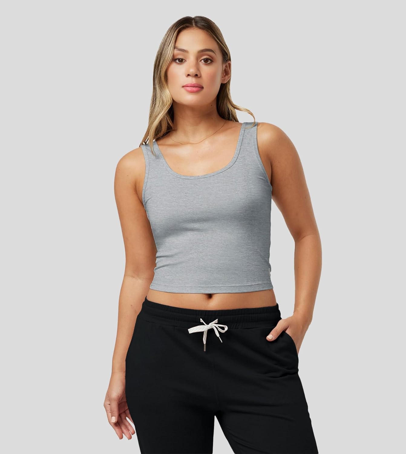 Fioboc Cropped Tank Tops for Women Sleeveless Scoop Neck Workout Crop Tops Breathable Slim Fit Yoga Gym Activewear Shirt - Image 5