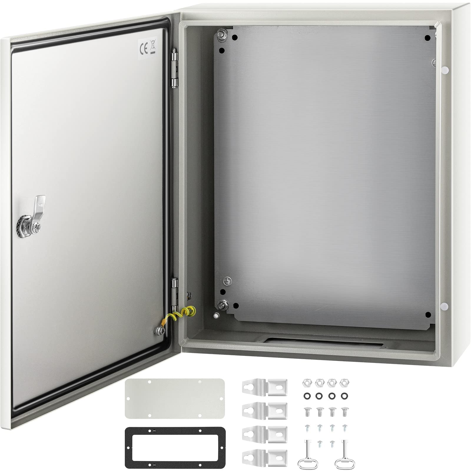 VEVOR NEMA Steel Enclosure, 20 x 16 x 6'' NEMA 4X Steel Electrical Box, IP66 Waterproof & Dustproof, Outdoor/Indoor Electrical Junction Box, with Mounting Plate