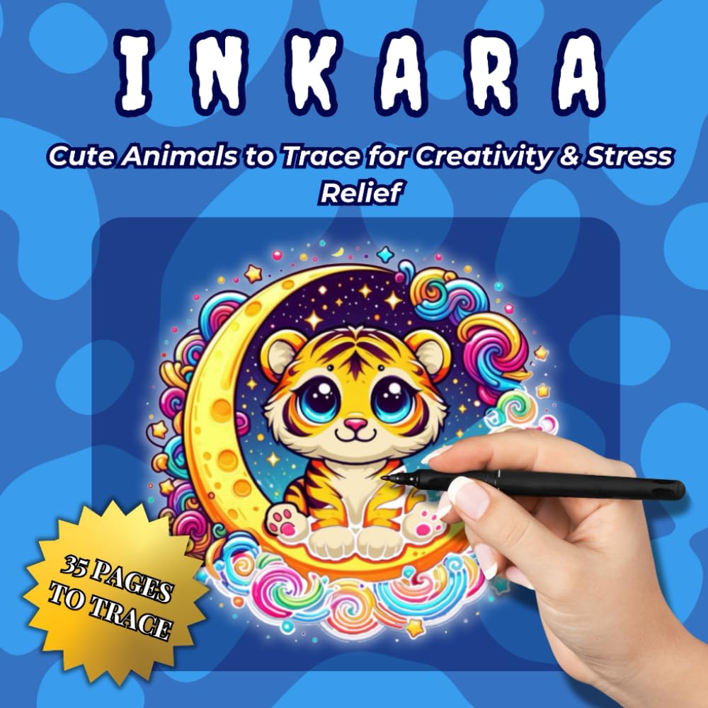 INKARA – Animals: .A Fun, Relaxing & Creative Ink Tracing Doodle Pocket Coloring Book with Cute Animals for Stress Relief & Mindful Coloring (INKARA – Pocket Doodles)