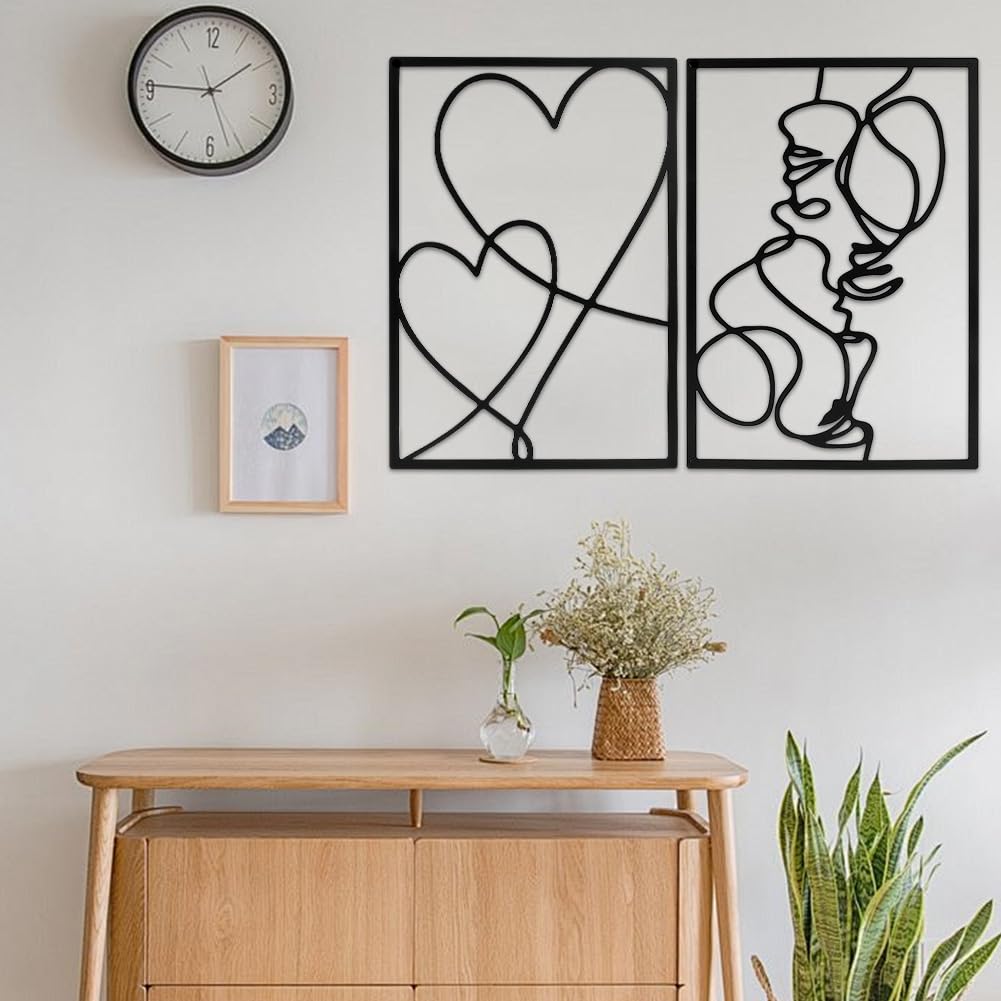 Tutamaz Minimalistyczna dekoracja ścienna z metalu, nowoczesne obrazy ścienne do salonu, dekoracja ścienna, czarna metalowa dekoracja ścienna, minimalistyczna dekoracja ścienna do pokoju, sypialni