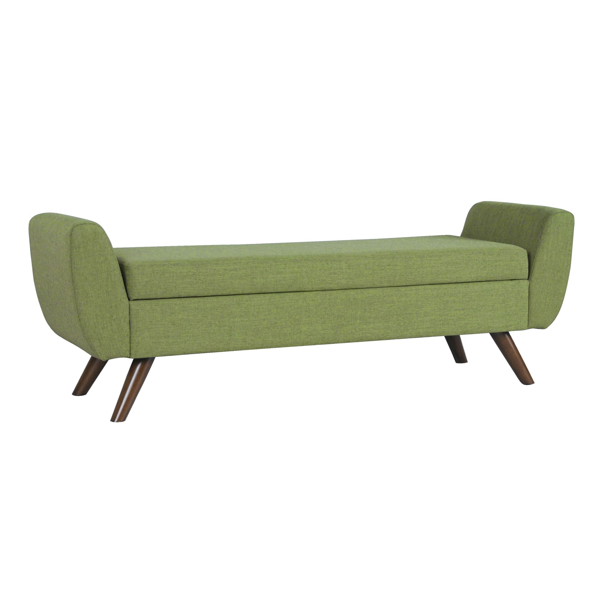 HomePop Modern Wood Legs Home Décor|Bench with Storage for Living Room & Bedroom, Large, Olive Green Woven