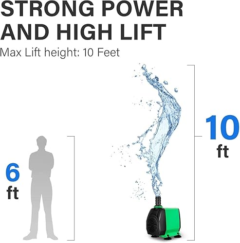 Miniatura 2 de Simple Deluxe Bomba de agua sumergible de 800 GPH con entrada ajustable, bomba de agua de fuente duradera de 24 W para pecera, hidroponía, fuentes,