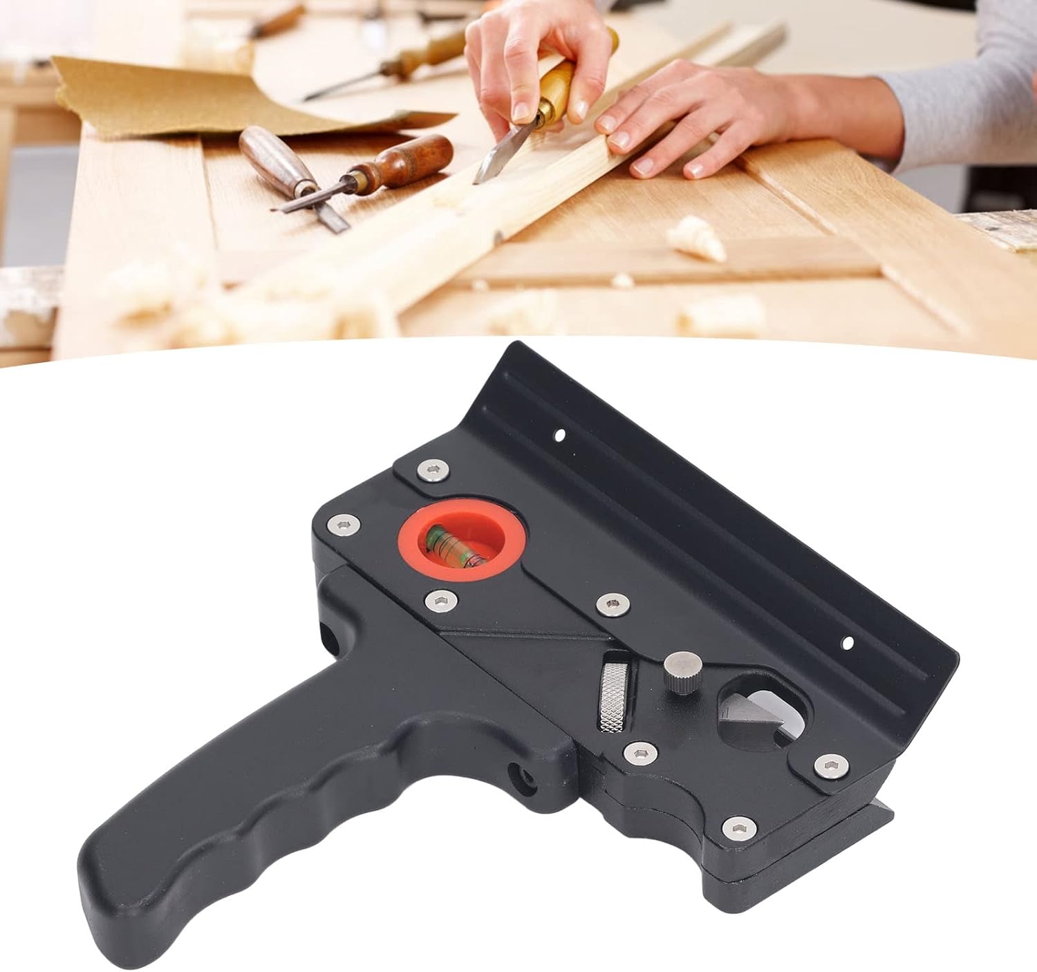 Chamfer Plane,Woodworking Edge Corner Flattening Tool,Chamfer Plane for Wood, Aluminum Alloy Woodworking Hand Planer for Quick Edge Planing Corner Trimming Red(Black)