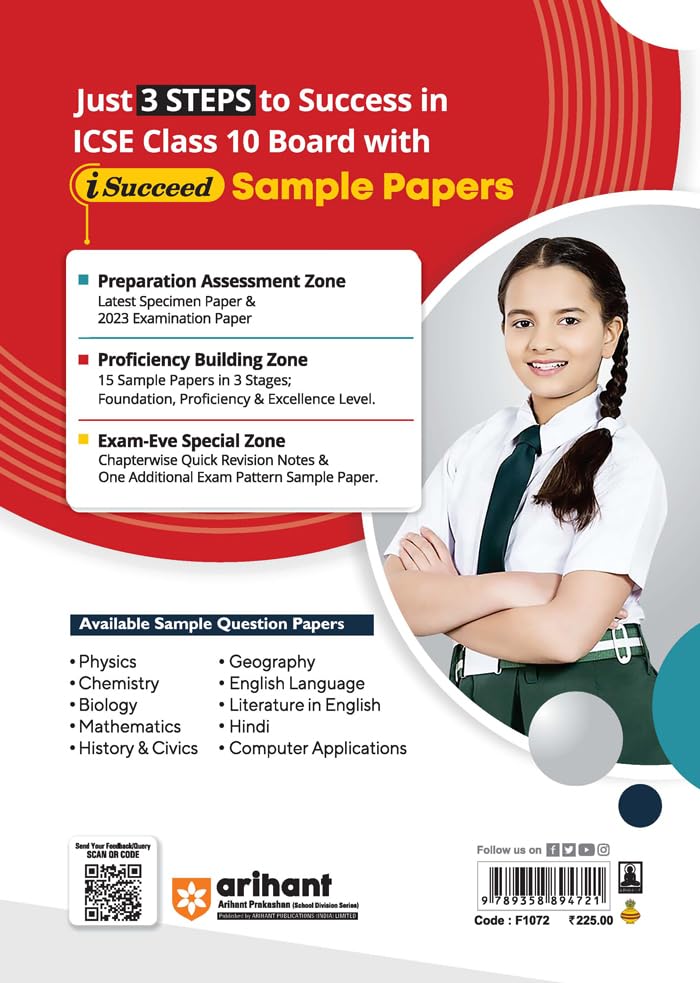 Image of Arihant ICSE Sample Question Papers Class 10 Physics Book for 2024 Board Exam