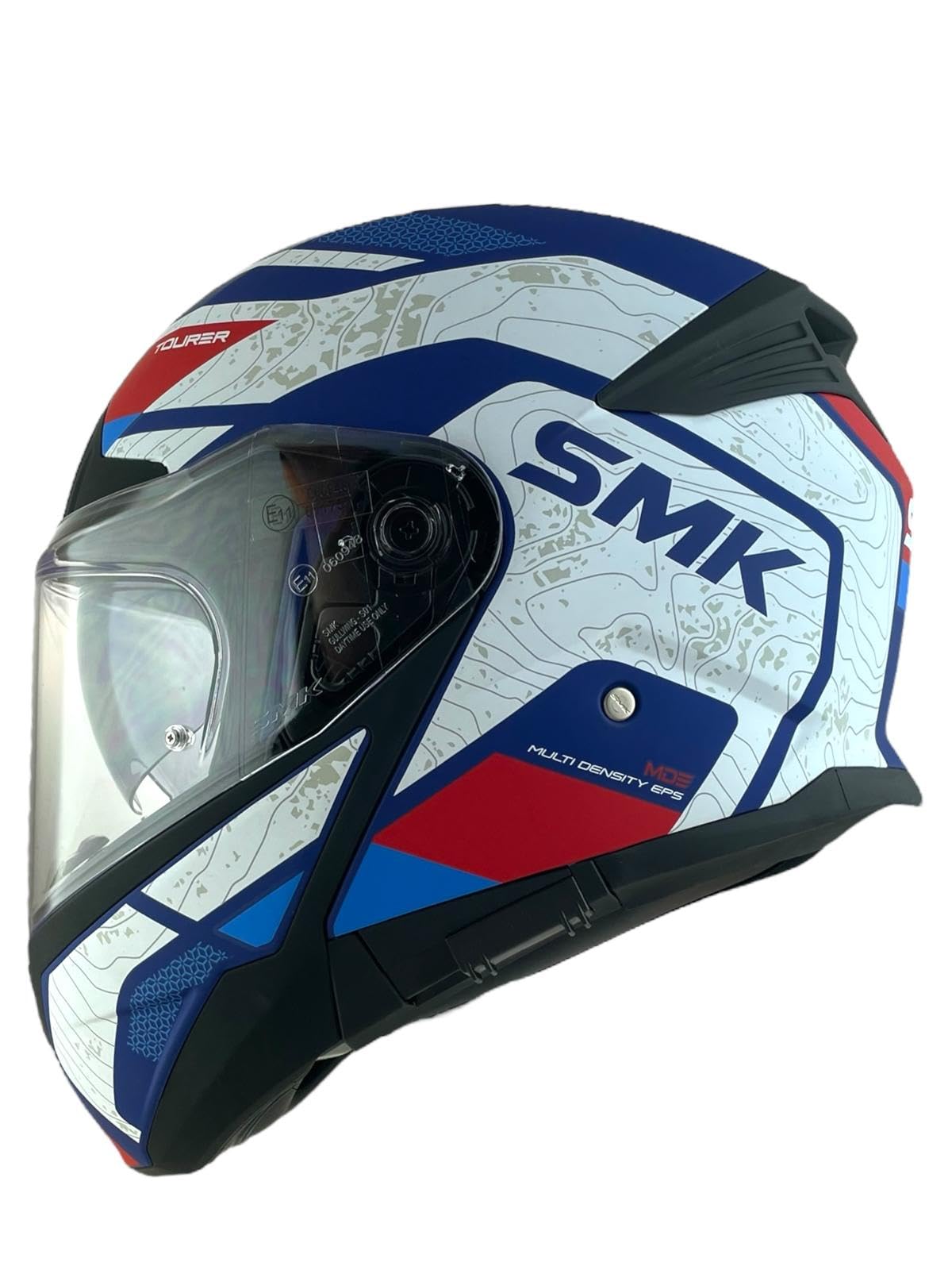 Casco modulare GULLWING Navigator bianco blu e rosso omologato 22.06 con doppia visiera P/J (4XL 67/68)
