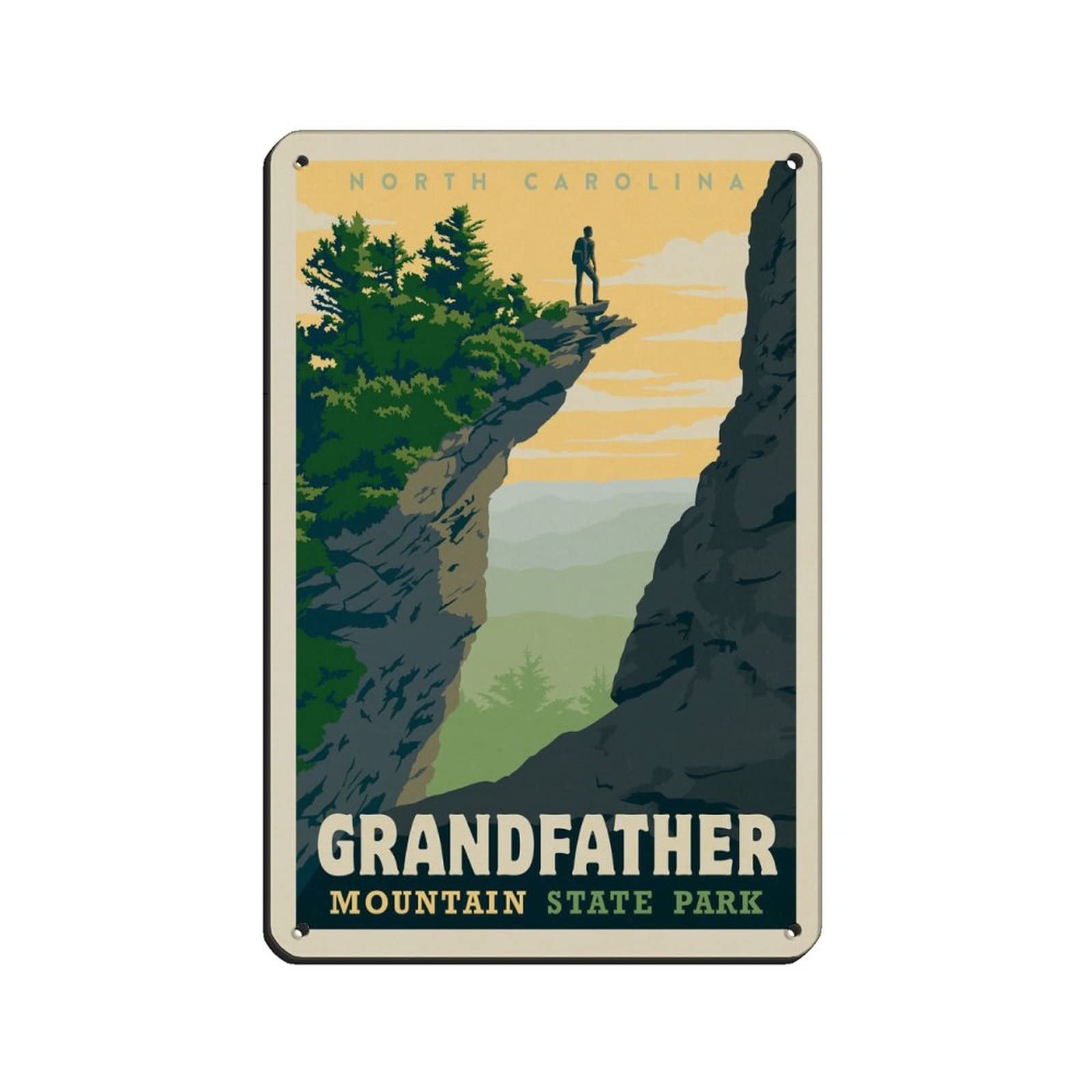 Tin Signs Retro Grandfather Mountain North Carolina Travel Tin Signs Vintage Funny Home Kitchen Bar Club Cave Rustic Wall Art Decor 20x30cm