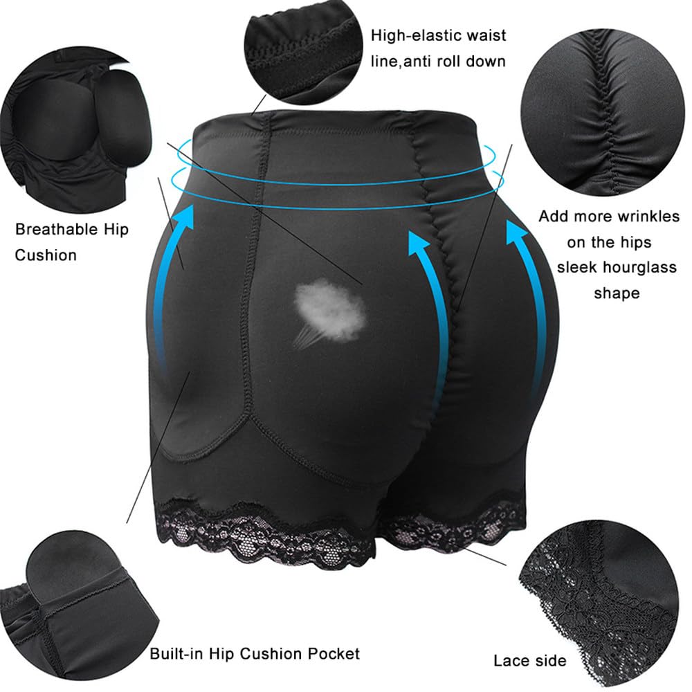 Mujer Bragas con Relleno Braguitas - Braguitas Moldeadoras De Abdomen Y Glúteos para Mujer, con Relleno para Caderas, Moldeadoras De Muslos, con Ganchos Y 4 Almohadillas