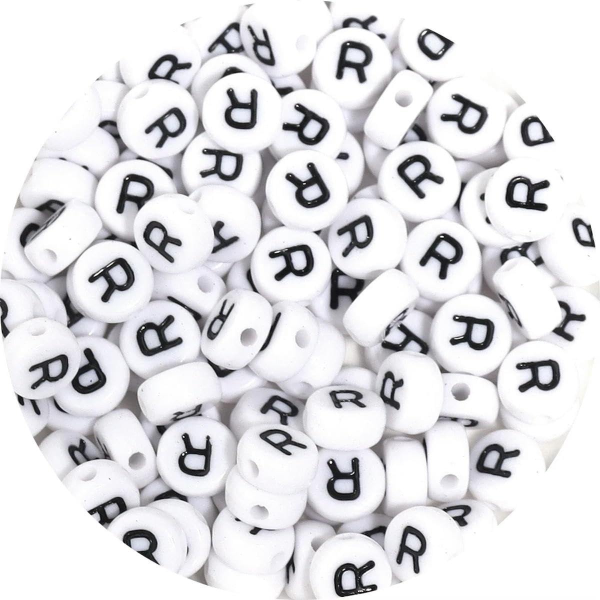 HUIOYG 100pcs/Lot Alphabet Beads Flat Round Letter Acrylic for Jewelry Making