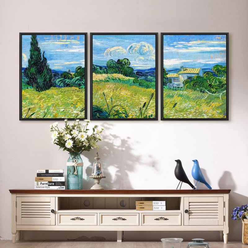 Poster Van Gogh Green Wheat triptyque A4 pour habiller un mur vide sans percer
