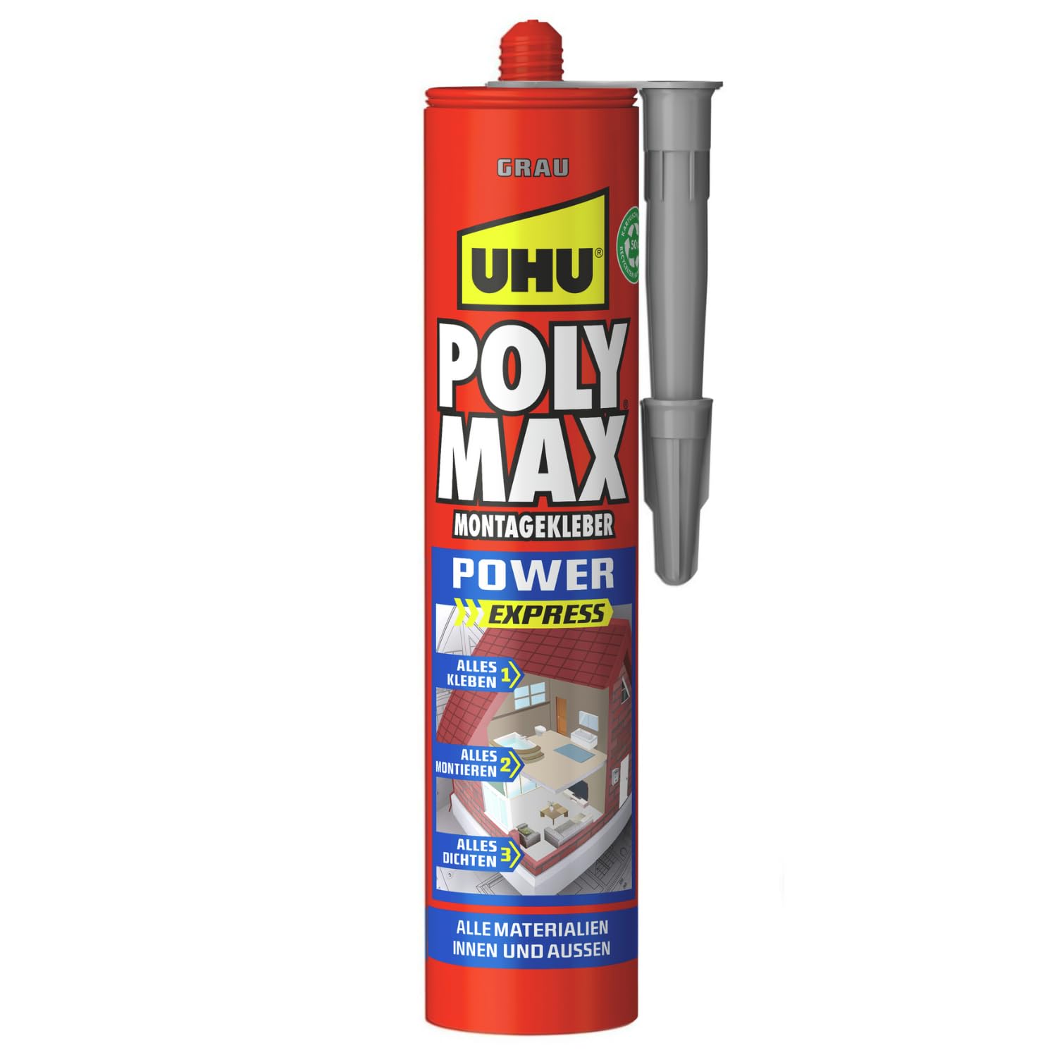 UHU POLY MAX POWER colla di montaggio grigio, cartuccia 425 g