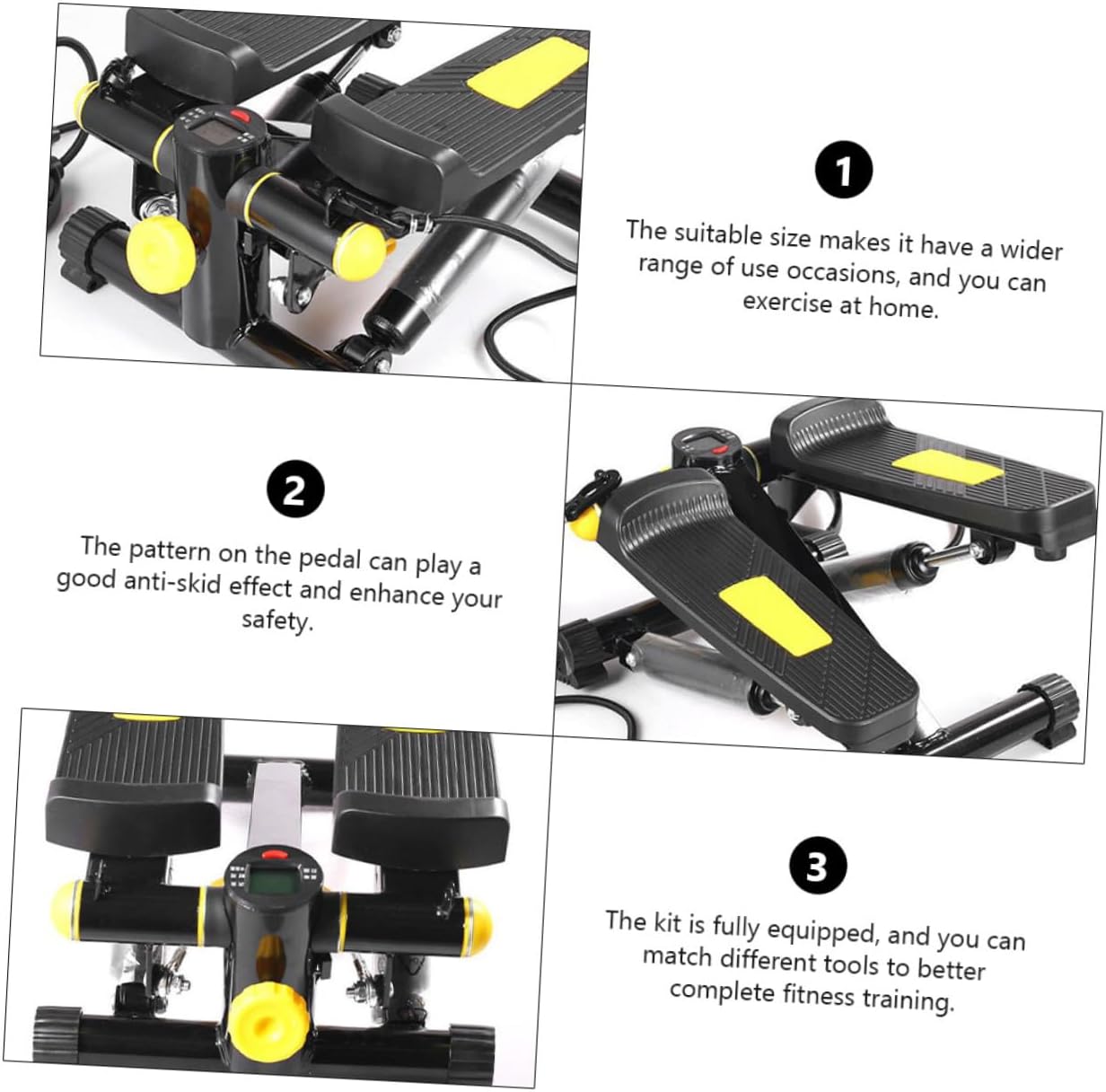 STOBAZA Professional Fitness Stepper with Resistance Bands and Non-Slip Pedals Compact Home Exercise Equipment for Arm and Leg Toning Quiet Stair Stepper for Office and Living Workouts
