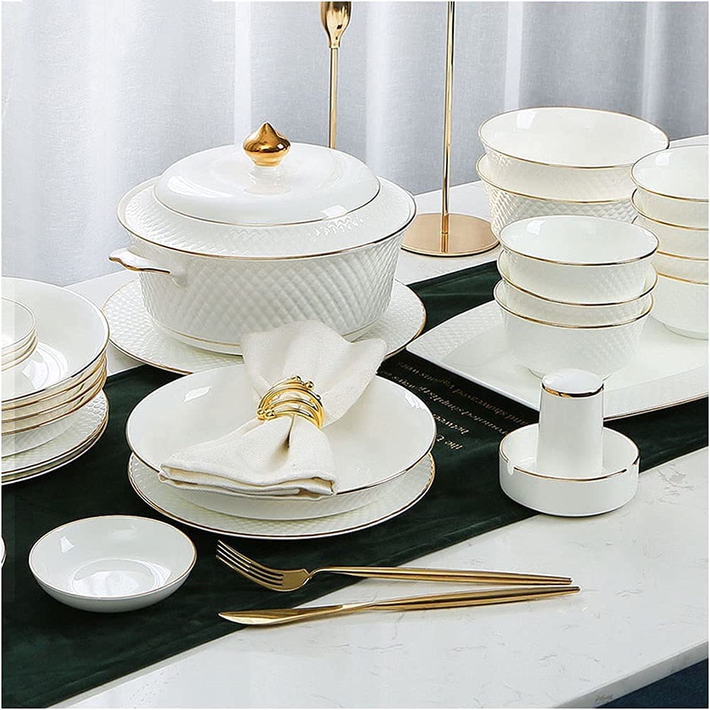 60-częściowy zestaw obiadowy z porcelany kostnej, luksusowy zestaw ceramiczny Phnom Penh, serwis dla 12 osób, prezent domowy, impreza rodzinna