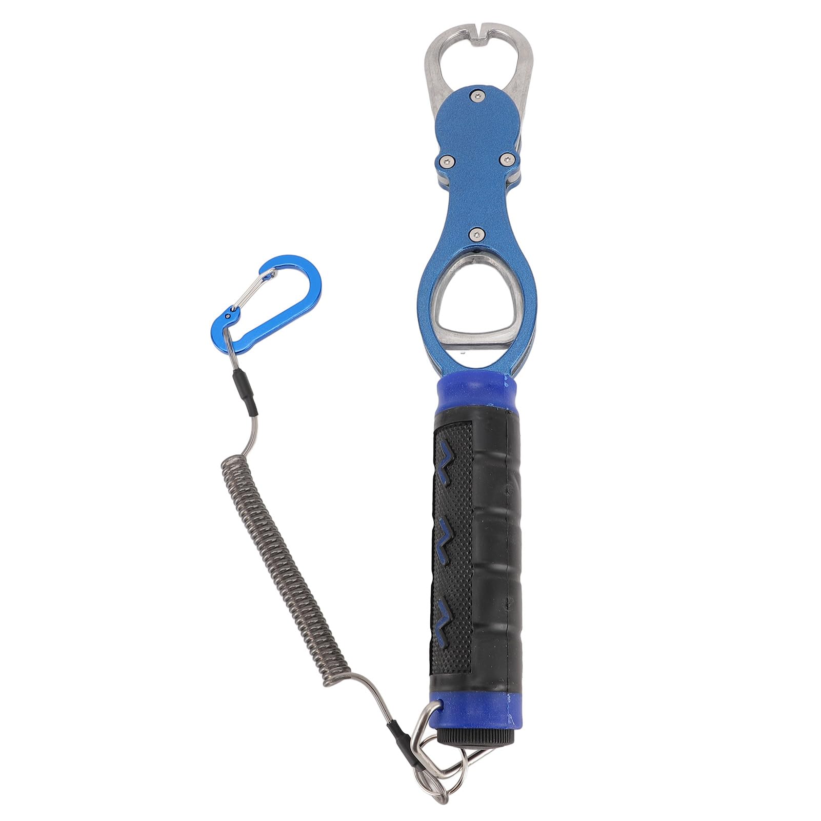 Aluminum Alloy Fish Lip Grabber with Scale Multifunctional Fishing Tool for Weighing Fishing Competitions (Blue)
