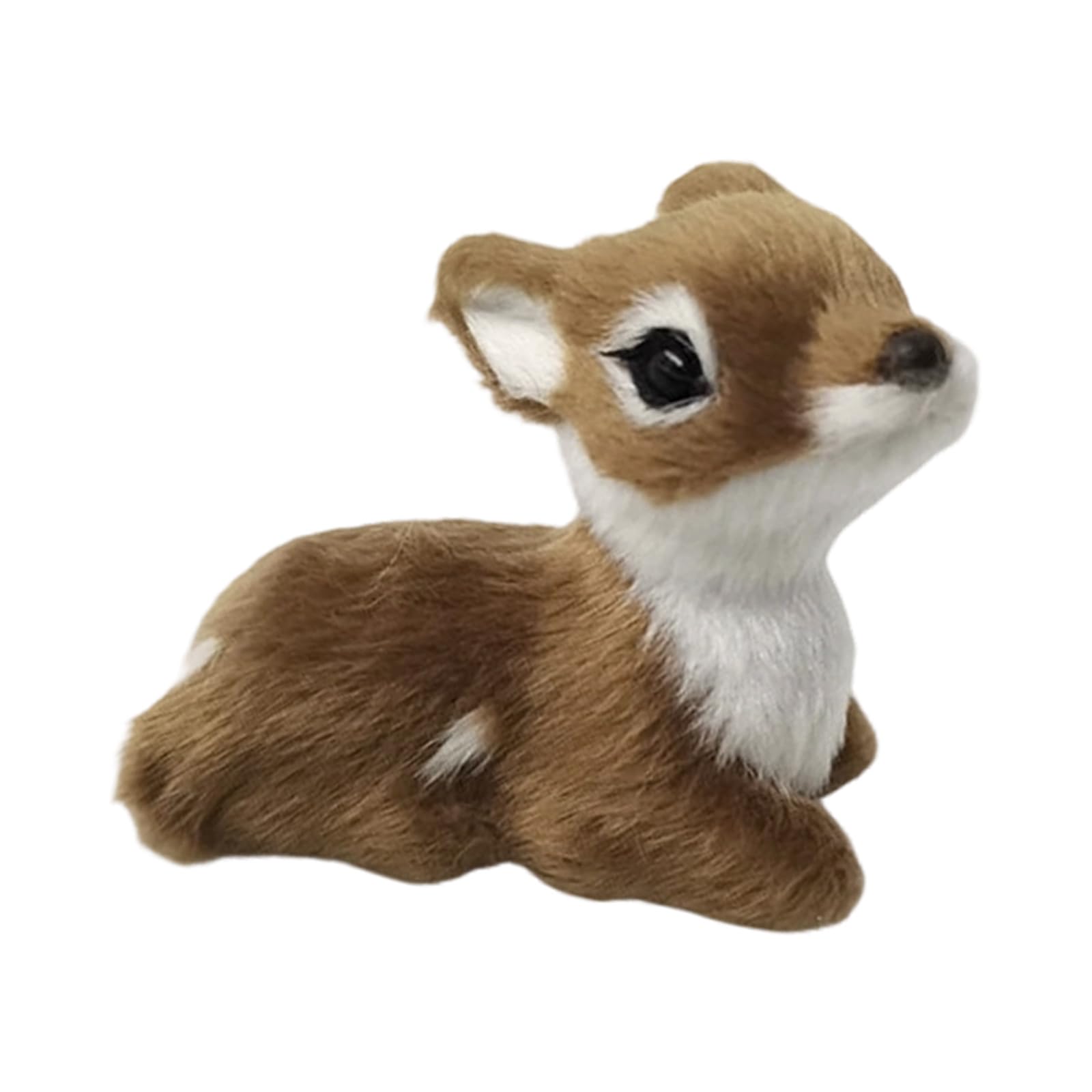 Bottone Handcrafted Holiday Deer Ornament Faux Furs Finish Realistic Miniature Animal Model for Christmas Party Decorations Tabletop Deer Statue