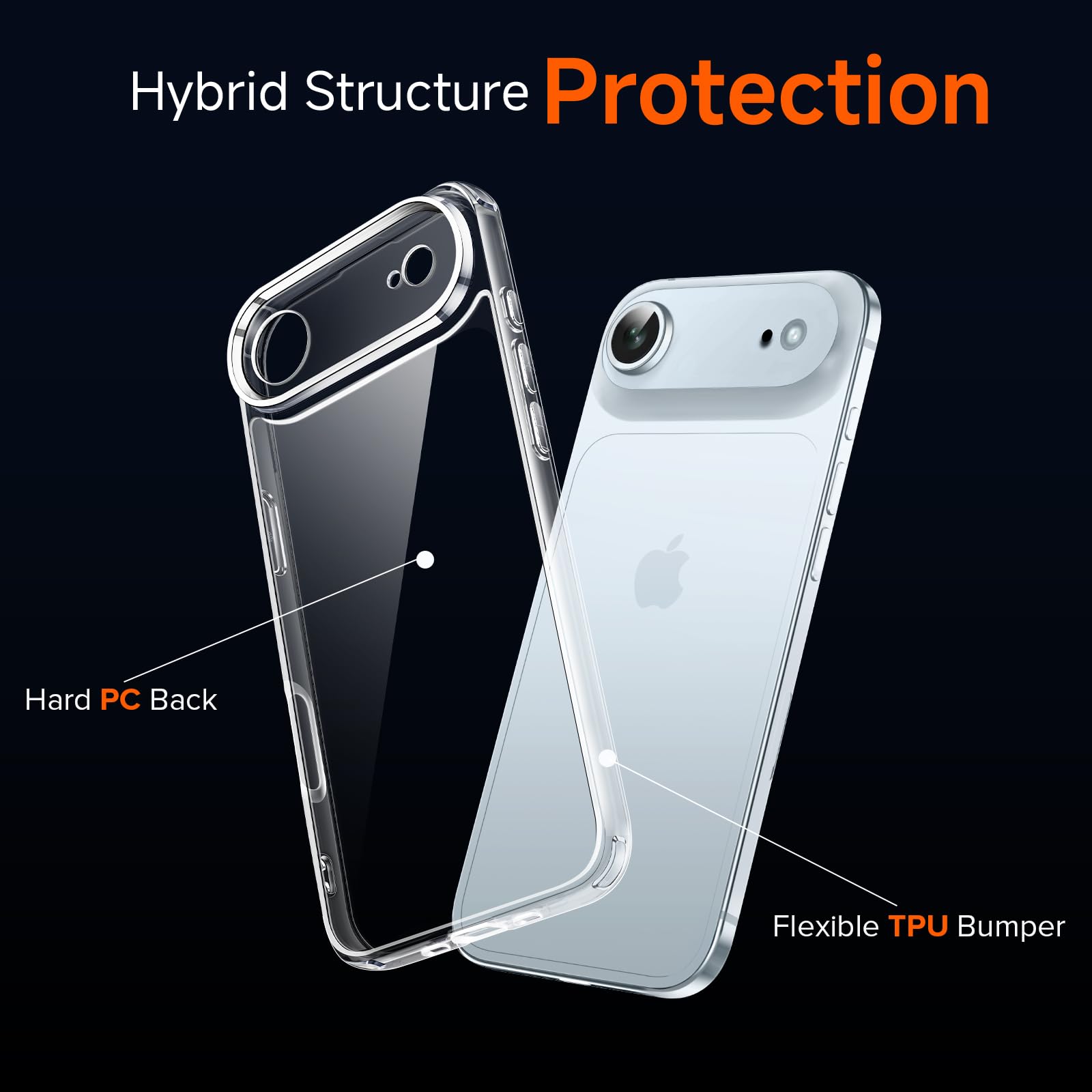iVoler Anti Ingiallimento Chiaro Cover per iPhone 17 Air 6.5 Pollice con 2 Pezzi Pellicola Vetro Temperato, [Antiurto di Grado Militare] Custodia Trasparente Sottile Case