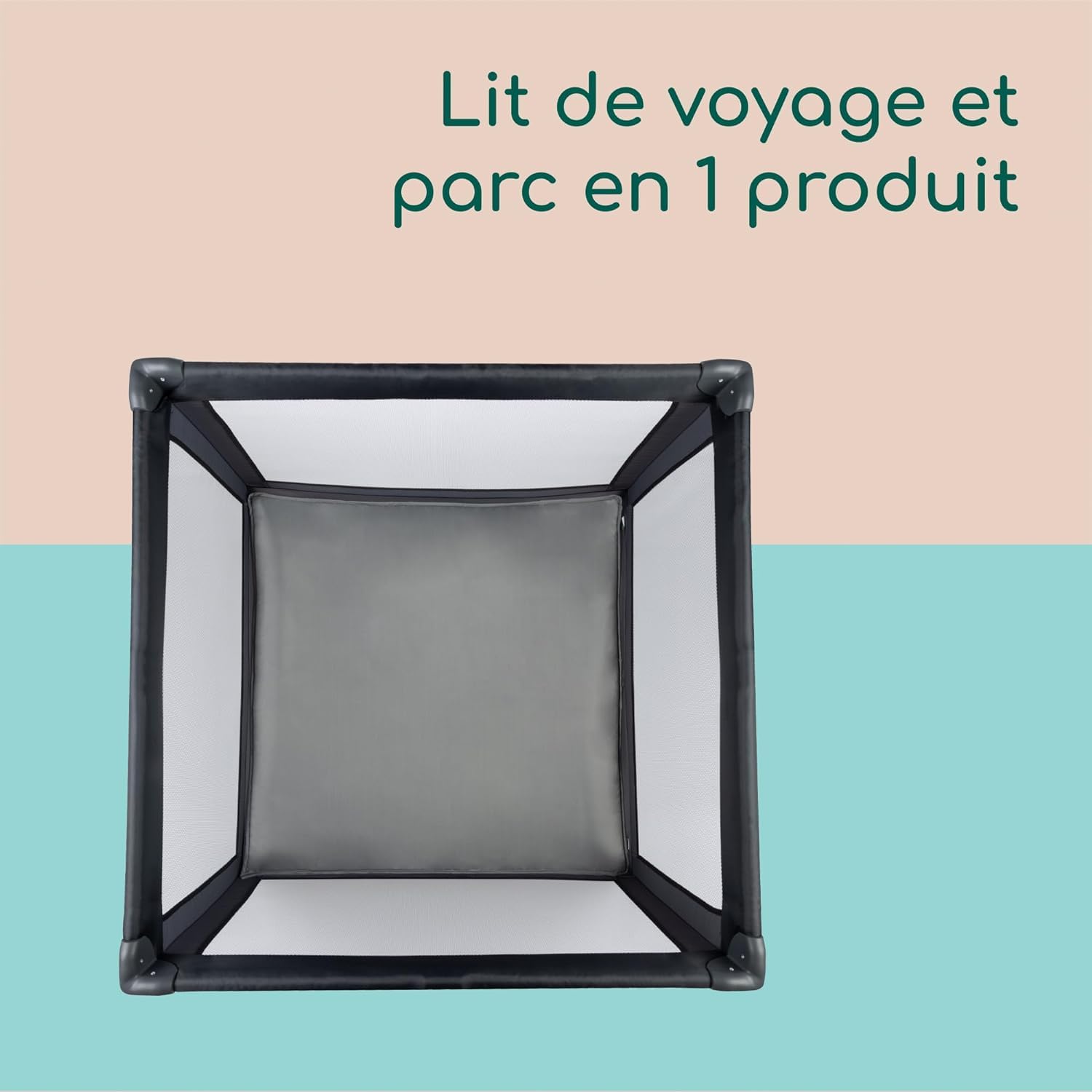 Bebeconfort Circus, Solution 2-en-1 Parc bébé et Lit parapluie, Lit de voyage compact, De la naissance à 3 ans, jusqu'à 15 kg, Mineral Graphite