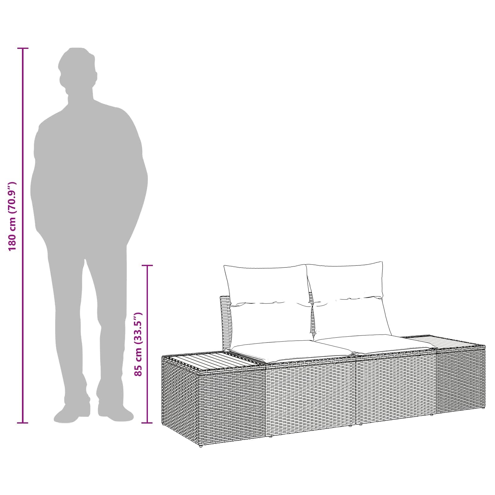 Divano da Giardino 2 Posti in Polyrattan con Telaio Acciaio Nero | Panchina da esterno biposto intrecciata con gambe stabili per relax in terrazzo, patio o balcone moderno. Facile montaggio.