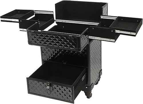 HAPPCUCOE Maleta de viaje con ruedas para maquillaje, organizador de almacenamiento de maquillaje, organizador de almacenamiento de manicura,