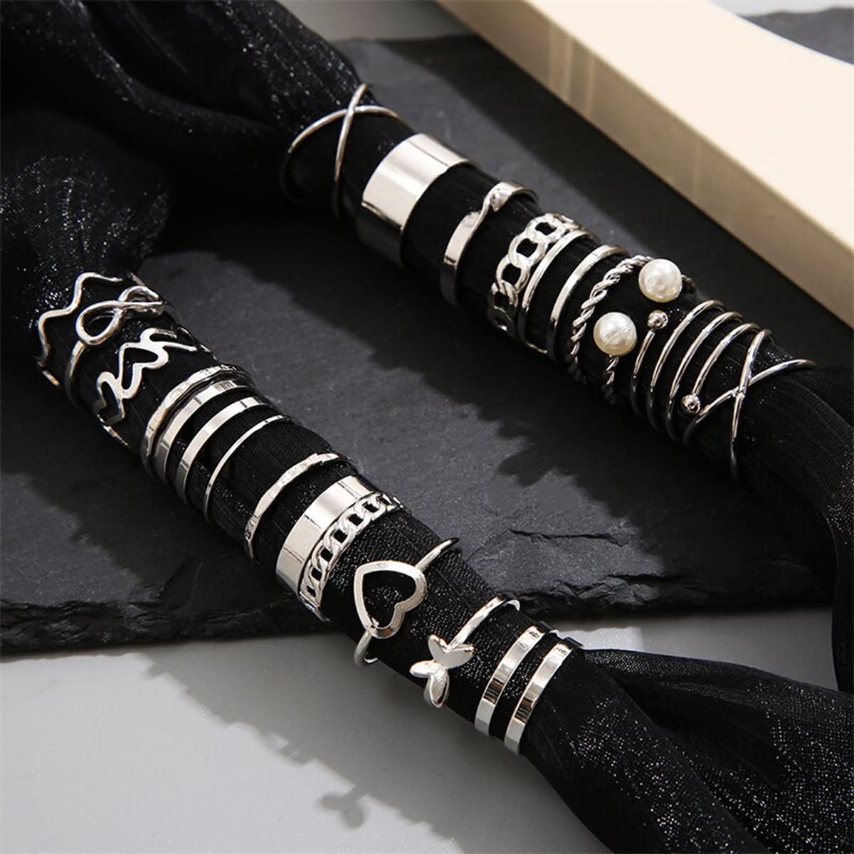 Contemporary Stackable Rings Set of 22