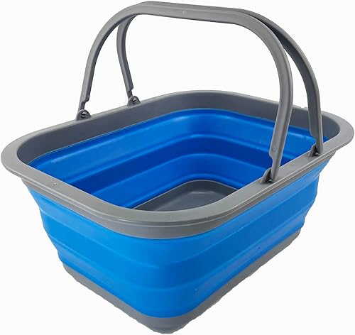SAMMART Tina plegable con asa de 15 litros (4 galones) Cesta de picnic portátil Contenedor de almacenamiento plegable para lavar platos, camping y
