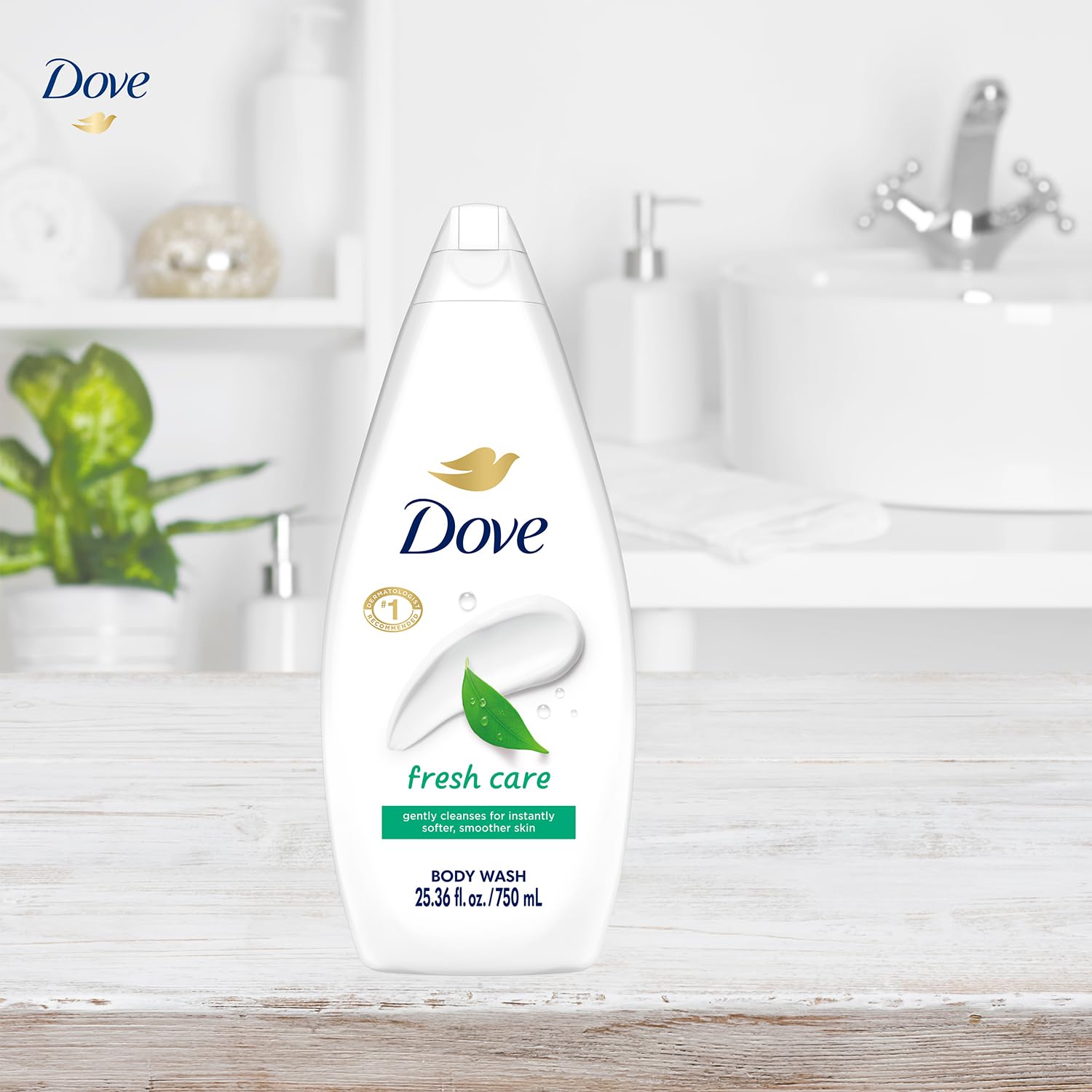 Dove Body Wash, Fresh Care, Value-Size 4-Pack – Soothing Moisturizing Cleanser for Soft Skin, 25.36 Oz Ea