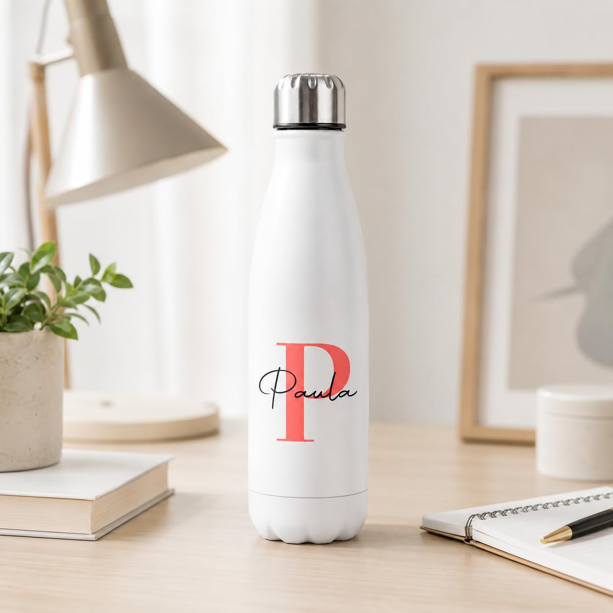 Botella térmica personalizada inicial y nombre 500 ml acero inox