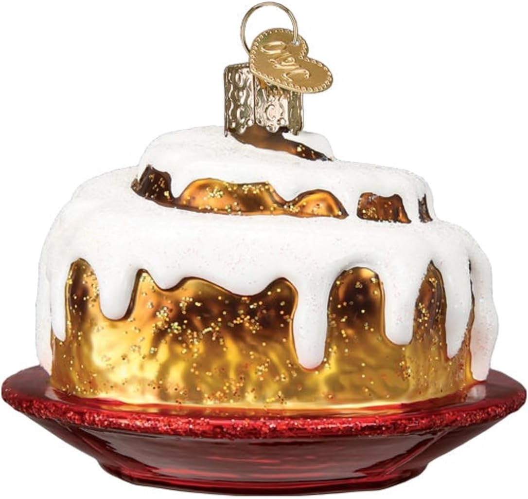 Old World Christmas Cinnamon Roll Glass Blown Ornament for Christmas Tree, Handcrafted Holiday Decoration, Dessert - Donut Collection