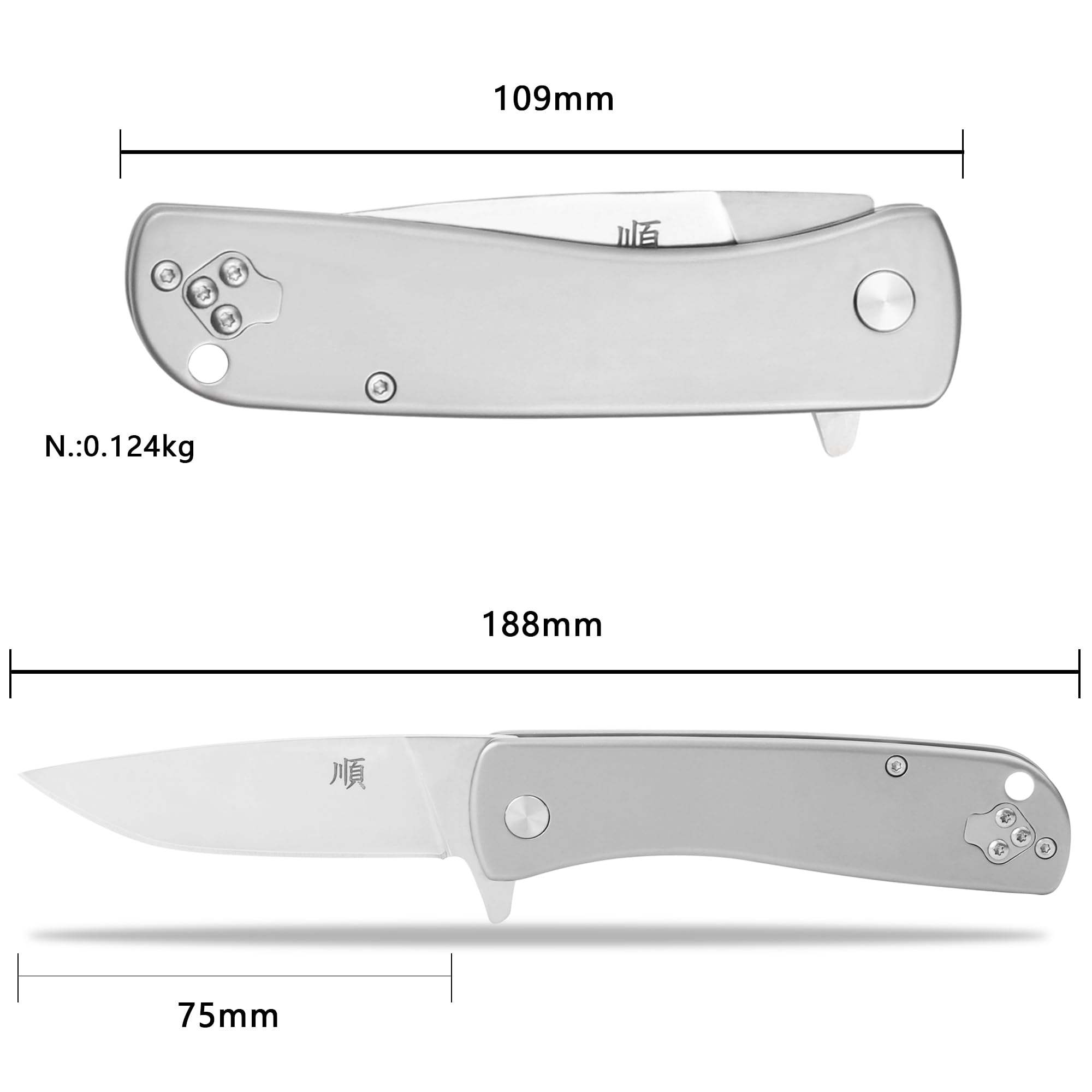 YOUSUNLONG Coltello da Tasca Pieghevole Coltello da Esterno - Fine Edge - Lama D2