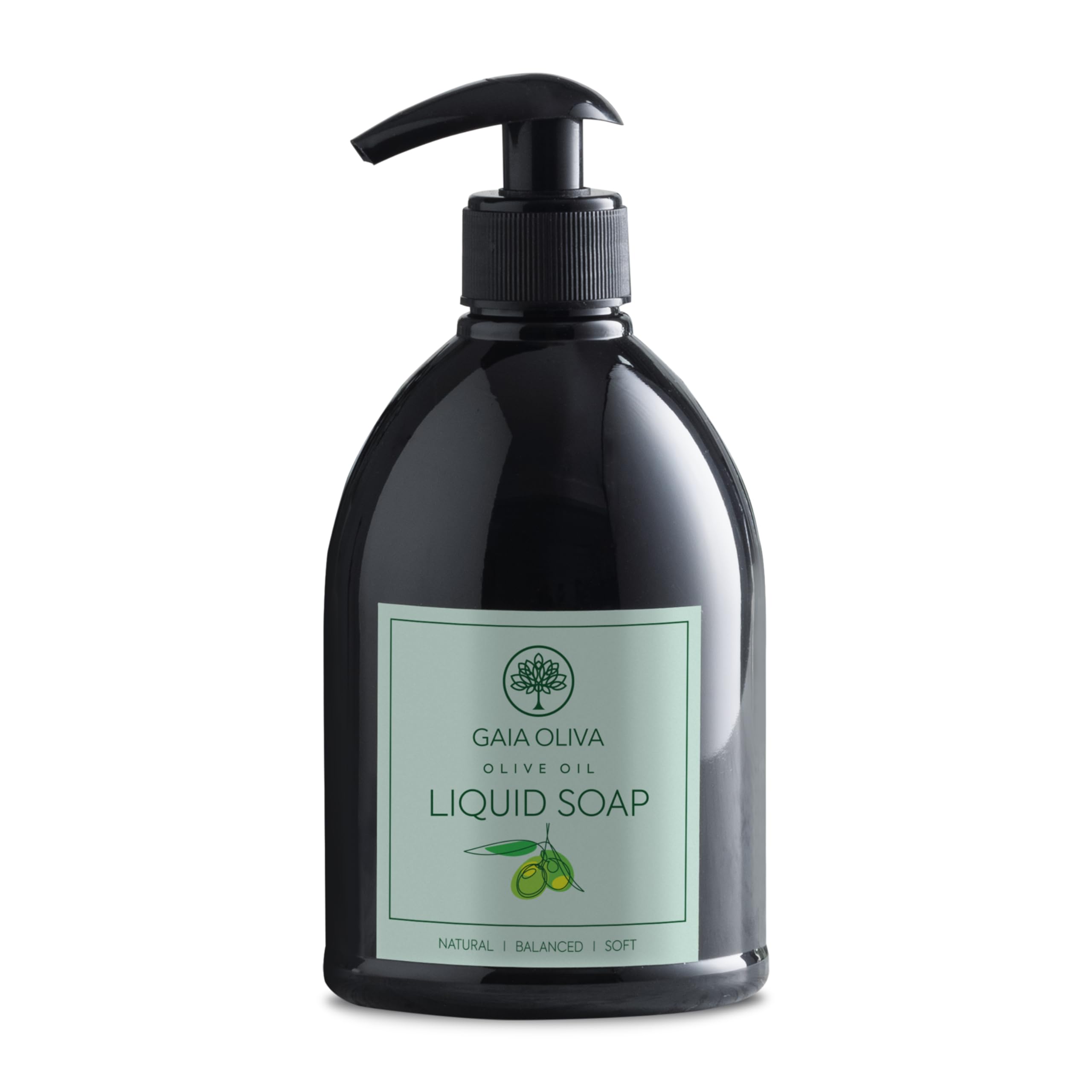 GAIA Oliva Olive Oil Hand Soap Liquid – Luxury Moisturizing Liquid Hand Soap for Bathroom & Kitchen, Natural Ingredients for Dry, Cracked Hands with