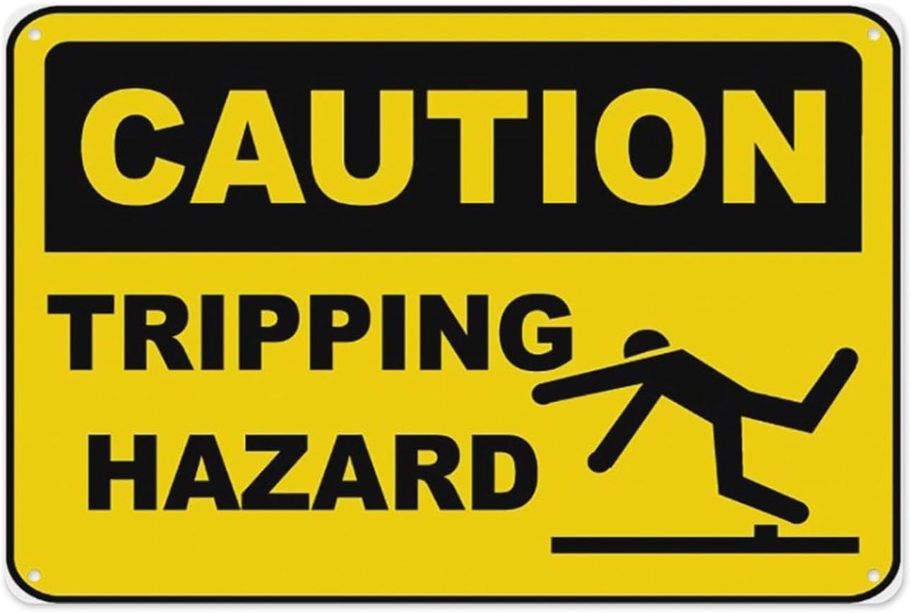 Bdeyfg Colour4 Caution Tripping Hazard Metal Tin Sign Aluminum Warning Signs For Indoor & Outdoor Yard Lawn Sign Home Decor 8X12 Inch