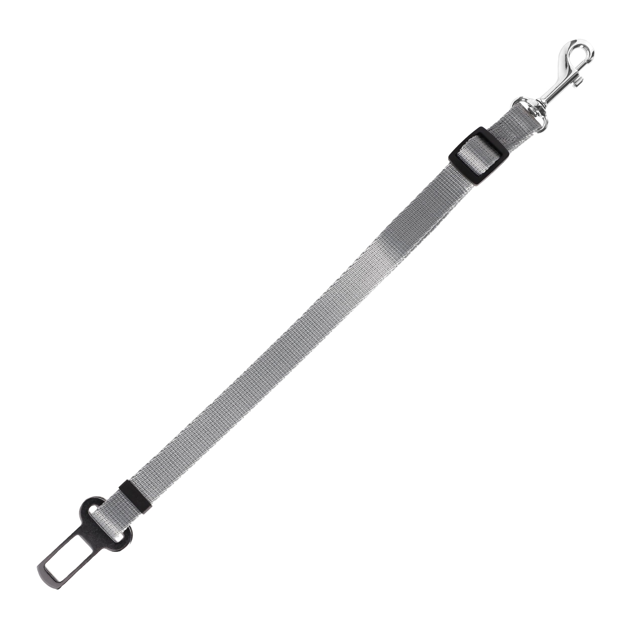 Dingo Waldemar Rutkowski Durable Dog Car Seat Belt for Harness Attachment with Swivel Clip and Chrome Buckle, Handmade and Reliable, Size M, Grey (16789)