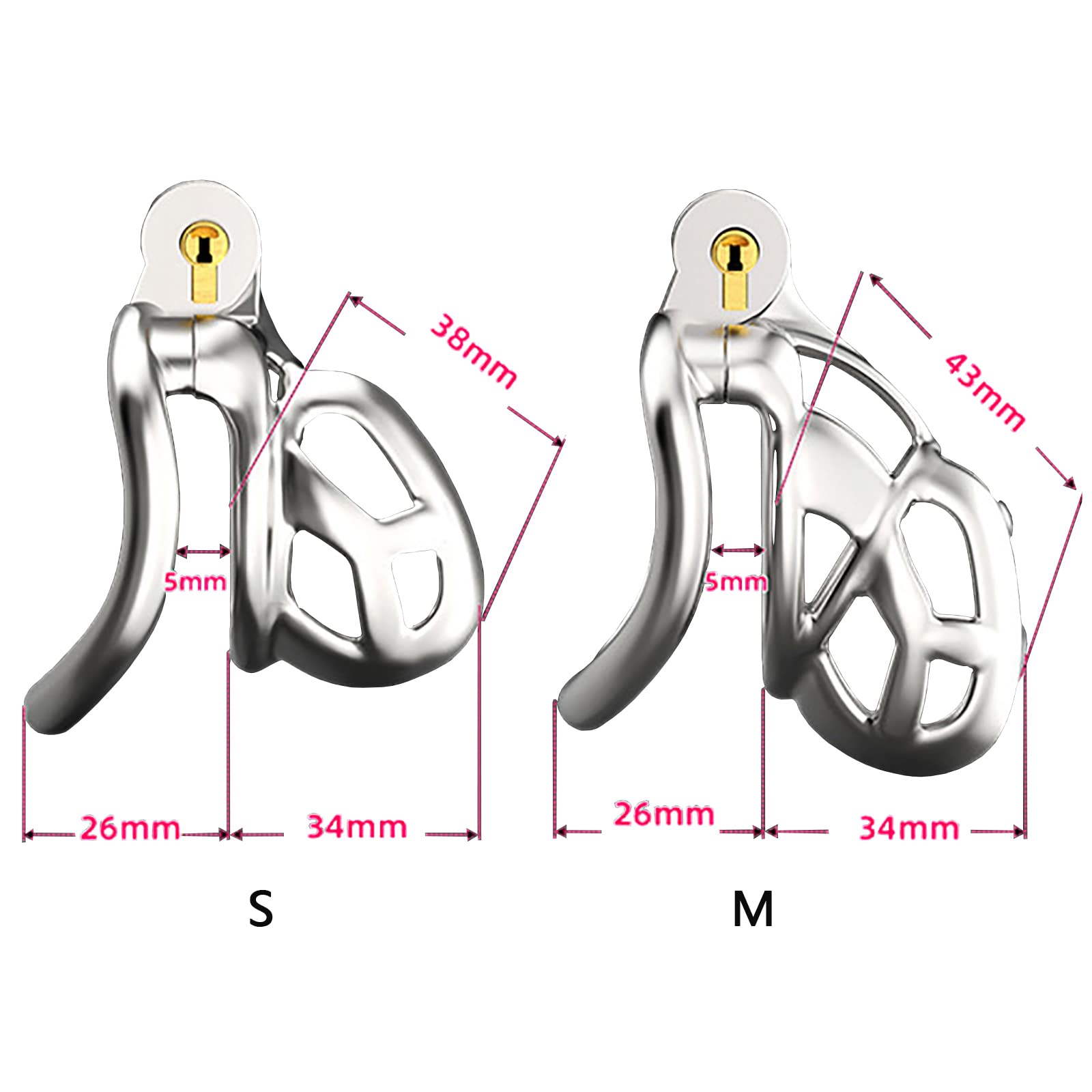 Cage de chasteté Cobra en acier inoxydable Ultra petite, ceinture de chasteté pour homme BDSM (S, 46mm)