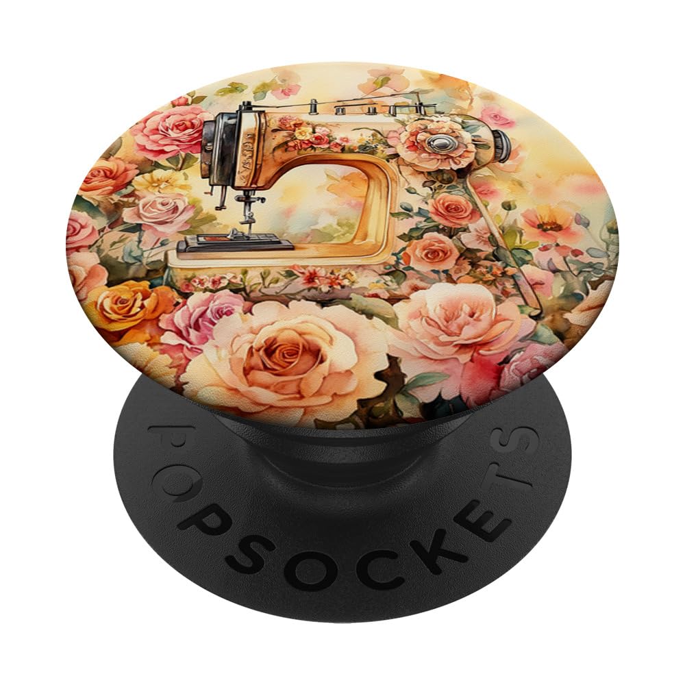 Sewing Machine Vintage Floral Seamstress Flower Aesthetic PopSockets Adhesive PopGrip