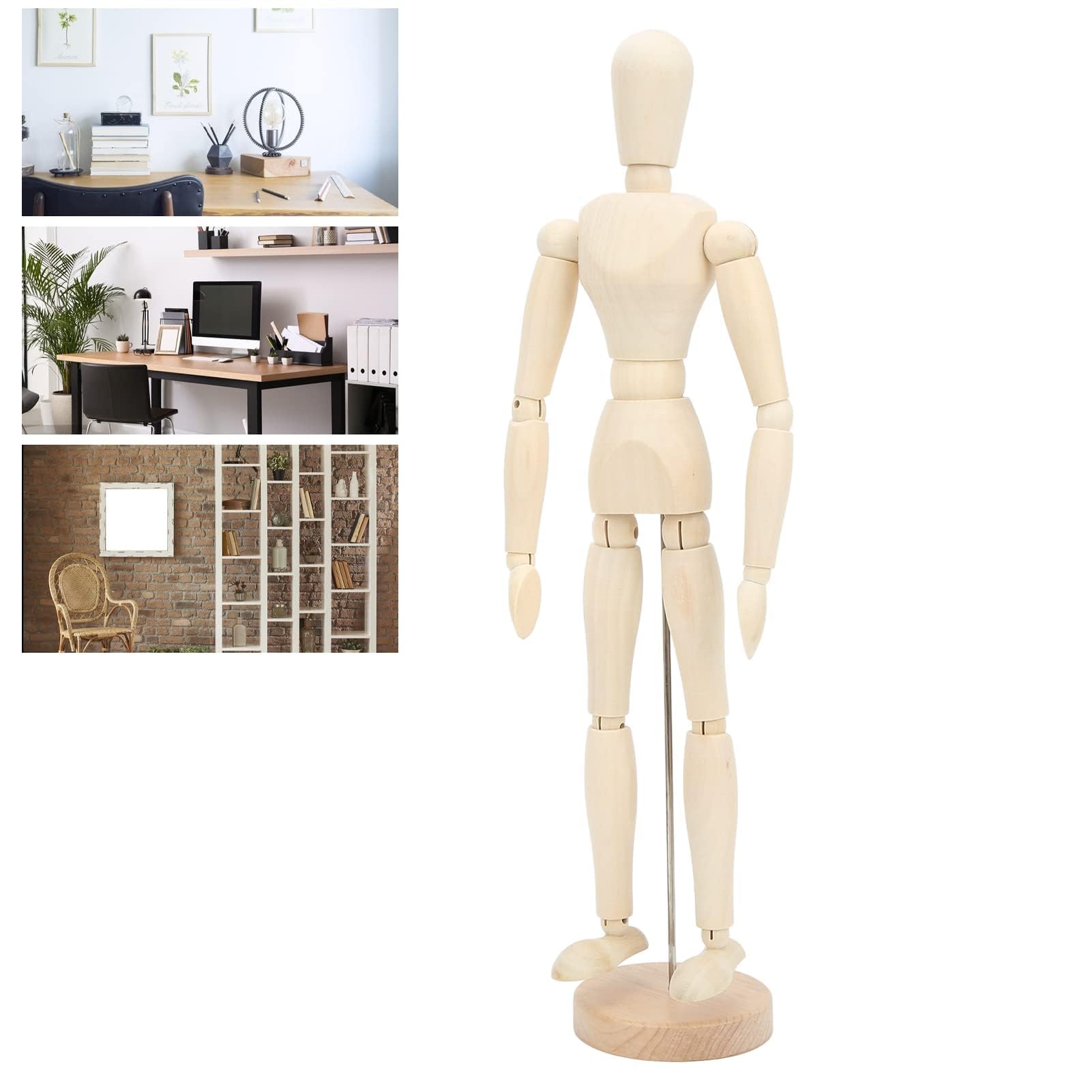 Manichino in legno flessibile per artisti, 40,6 cm, con testa di blocco, artista, figura umana, snodato, per casa, ufficio, scrivania, decorazione