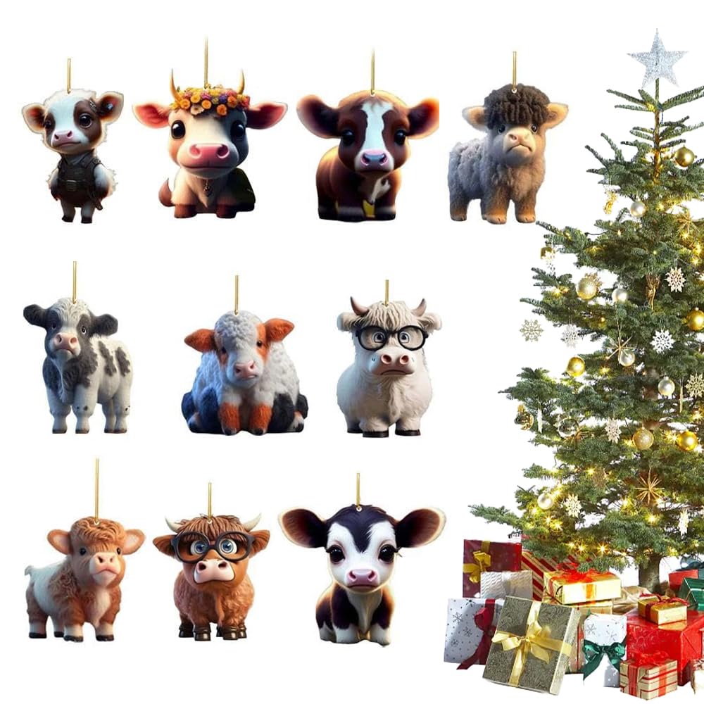 Pendentifs En Forme De Vache Pour Sapin De Noël, Décorations