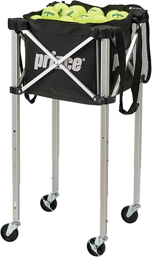 Prince PL065 Tennis Ball Basket, 3-Level Height Adjustment Function, Locking Pin Casters