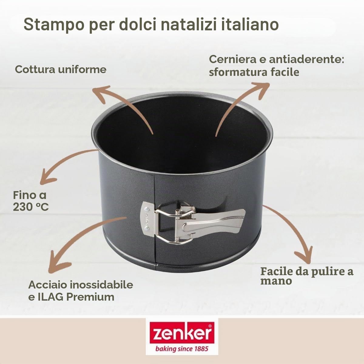 Zenker Teglia apribile extra alta – diametro 18 cm – lamiera d'acciaio nera metallizzato con rivestimento antiaderente – ideale per torte alte e panettoni italiani – Made in Germany