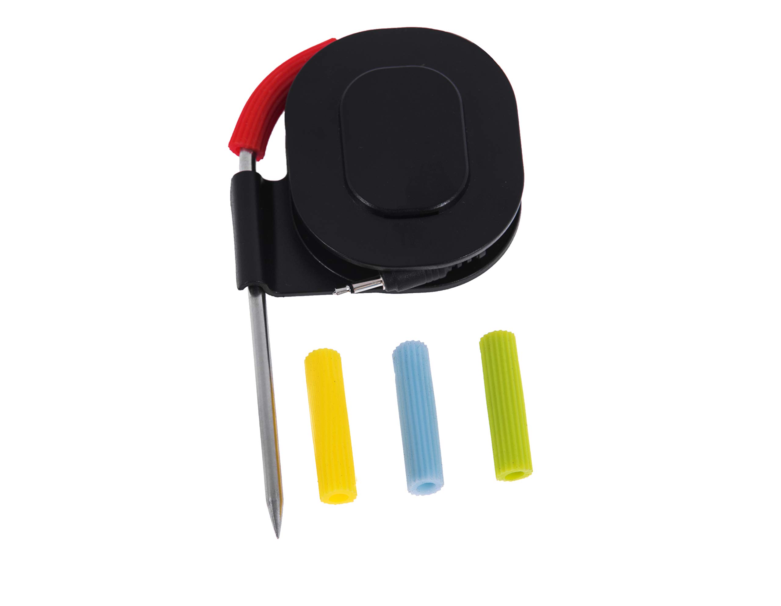 DELSbbq Lot de 4 sondes à viande de rechange, compatibles avec les appareils Weber iGrill & Connect, manchons à code couleur, ensemble de sondes de température de viande avec organisateur de bobine