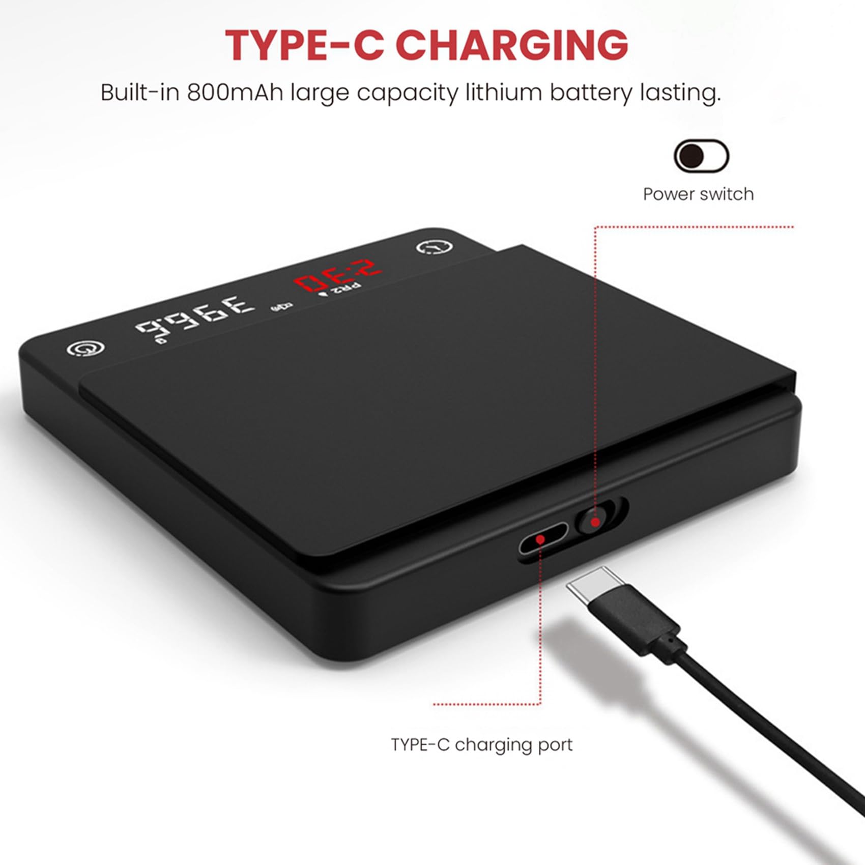 2X Mini Báscula de Cocina Inteligente Con Pesaje de Precisión Báscula de Café Digital Espresso Con Temporizador