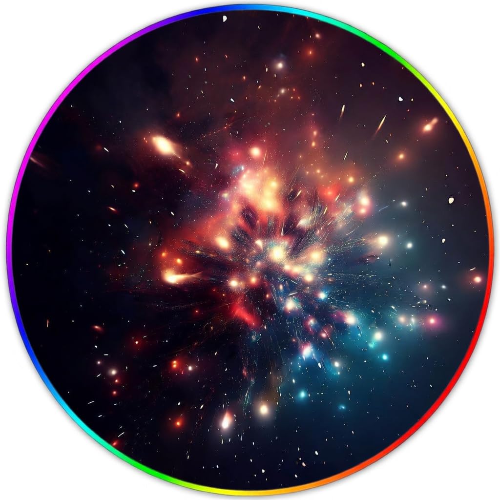 DEALZOOM Gaming Chair Mat for Hardwood Floor Circle RGB Gaming Lights (Firework 47”) - Noise Cancelling, Anti-Slip Gamer Floor Mat – Scratch Resistant