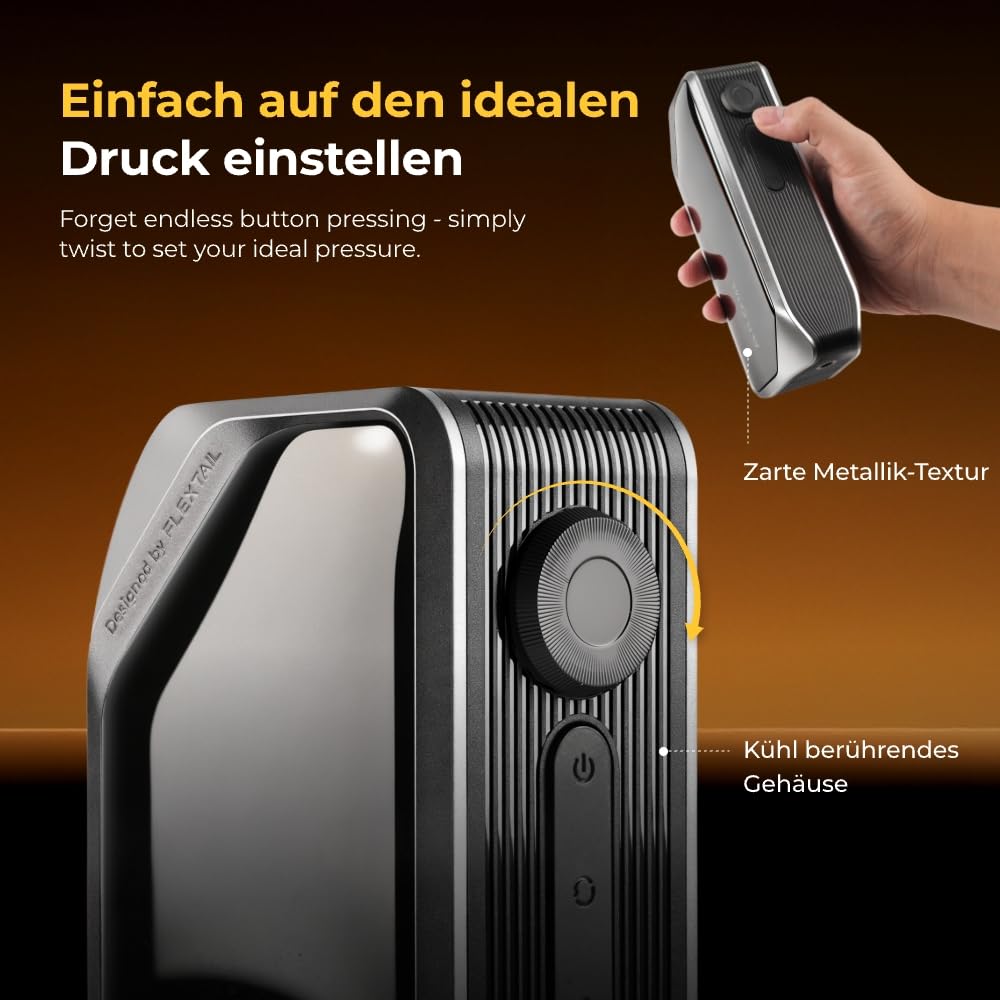 FLEXTAILGEAR Elektrische Luftpumpe, Akku Fahrradpumpe, 150PSI Tragbare Fahrrad Pumpe, 12V DC & USB‑C Mini Kompressor für Auto, Motorrad, Fahrrad, Bälle, mit LED-Licht, 6000mAh Powerbank