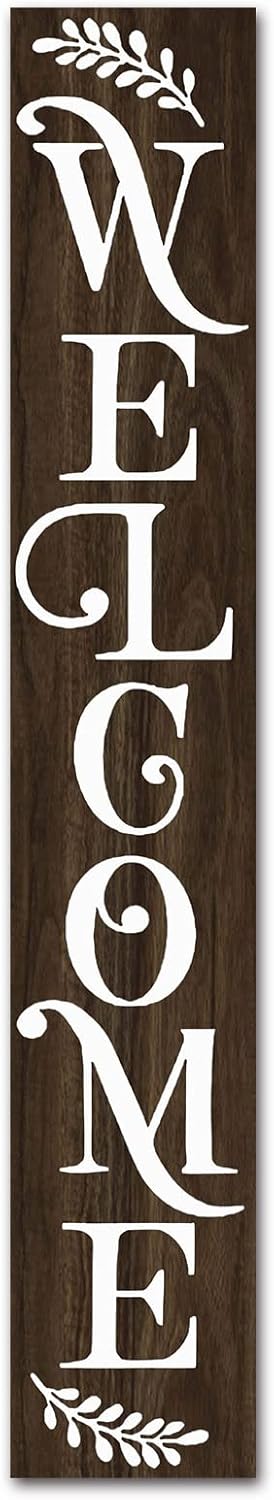 Welcome Sign for Front Door Porch 8x48 Inches Farmhouse Vertical Wooden Welcome Sign for Front Porch Decor Rustic Indoor Outdoor Home Welcome Sign Decor