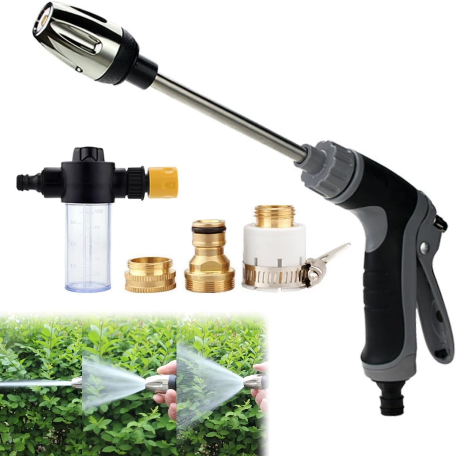 Aquoxis Pressure Washer, Pressure Washer Gun Set with All Garden Hoses, Hydro Power Water Jets Cleaner Attachment, Hose Nozzle, Adjustable Nozzle Cleaning Sprayer with 3 Modes for Patio, Car