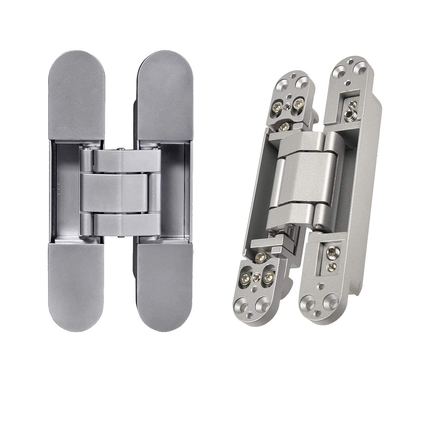 TamBee 7 Inch Hidden Door Hinges Secret Door Hinges, 180 Degree, Outswing Concealed Hinge 3-Way Adjustable, for Secret Room &amp; Hidden Bookcase Bookshelf - 2 Pack