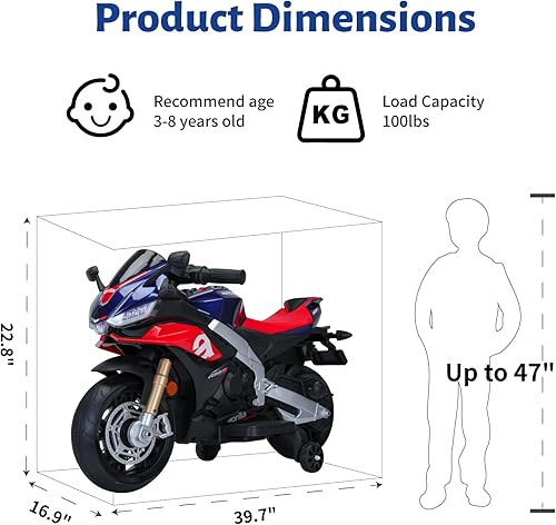 Miniatura 42 de Motocicleta eléctrica de 12 V para niños, motocicleta eléctrica para niños, motocicleta a batería para 3 años de edad, color negro