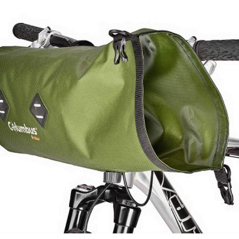 COLUMBUS - Handlebar Bag Green 9L. Borsa da Manubrio Bicicletta. Impermeabile, Leggera e Regolabile. Materiali Ecologici. Verde-Cachi.