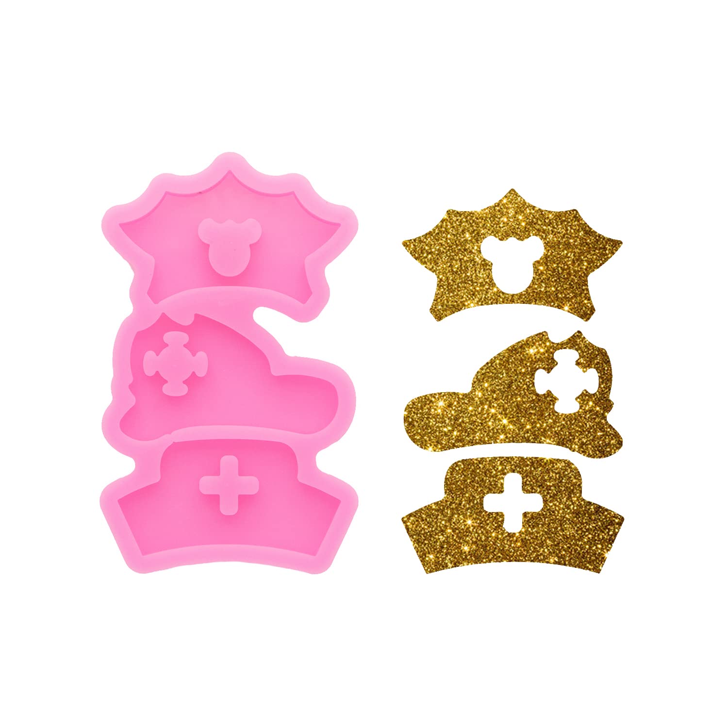 Silicone Resin Mold - 3-Cavity Mini Nurse Cap Shape Epoxy Resin Casting Mold for Jewelry, Pendants, Earrings & Keychains