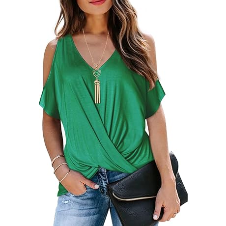 Women's Cold Shoulder Twist Knotted T-Shirts