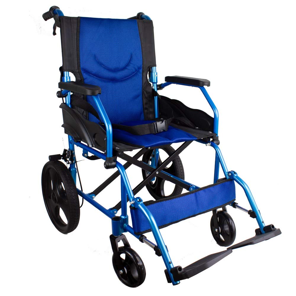 Mobiclinic®, Folding Wheelchair, Lightweight, Seat 18 in, Two Brake Systems, Folding Backrest, Aluminium, Folding Footrest, Pirámide, Small Castors, European Brand, Fixed Armrests