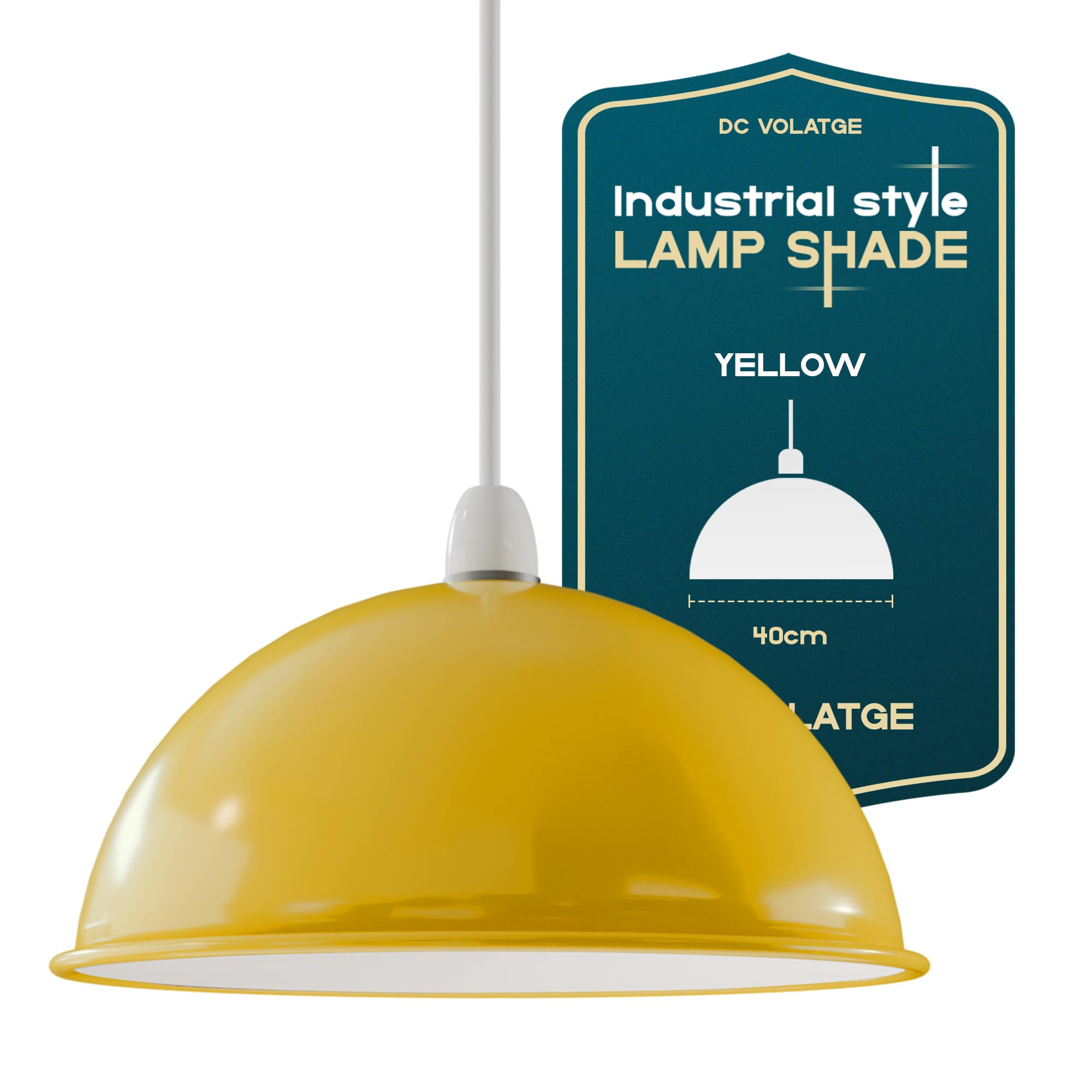 Retro Industrial Yellow Ceiling Light Shades, 40cm Rustic Metal Dome Easy Fit Vintage Shades for Replacement Pendant Lighting Wall Lamps Table Lamps Bedroom, Kitchen, Office, Living Room โ image 1